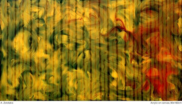 Zolotakis πίνακας 3, acrylic on canvas 90χ160